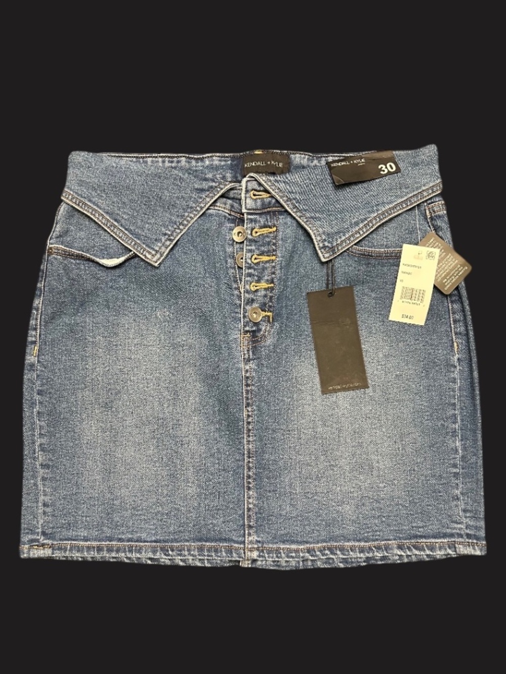 NWT. Kendall & Kylie Button Fly Denim Skirt